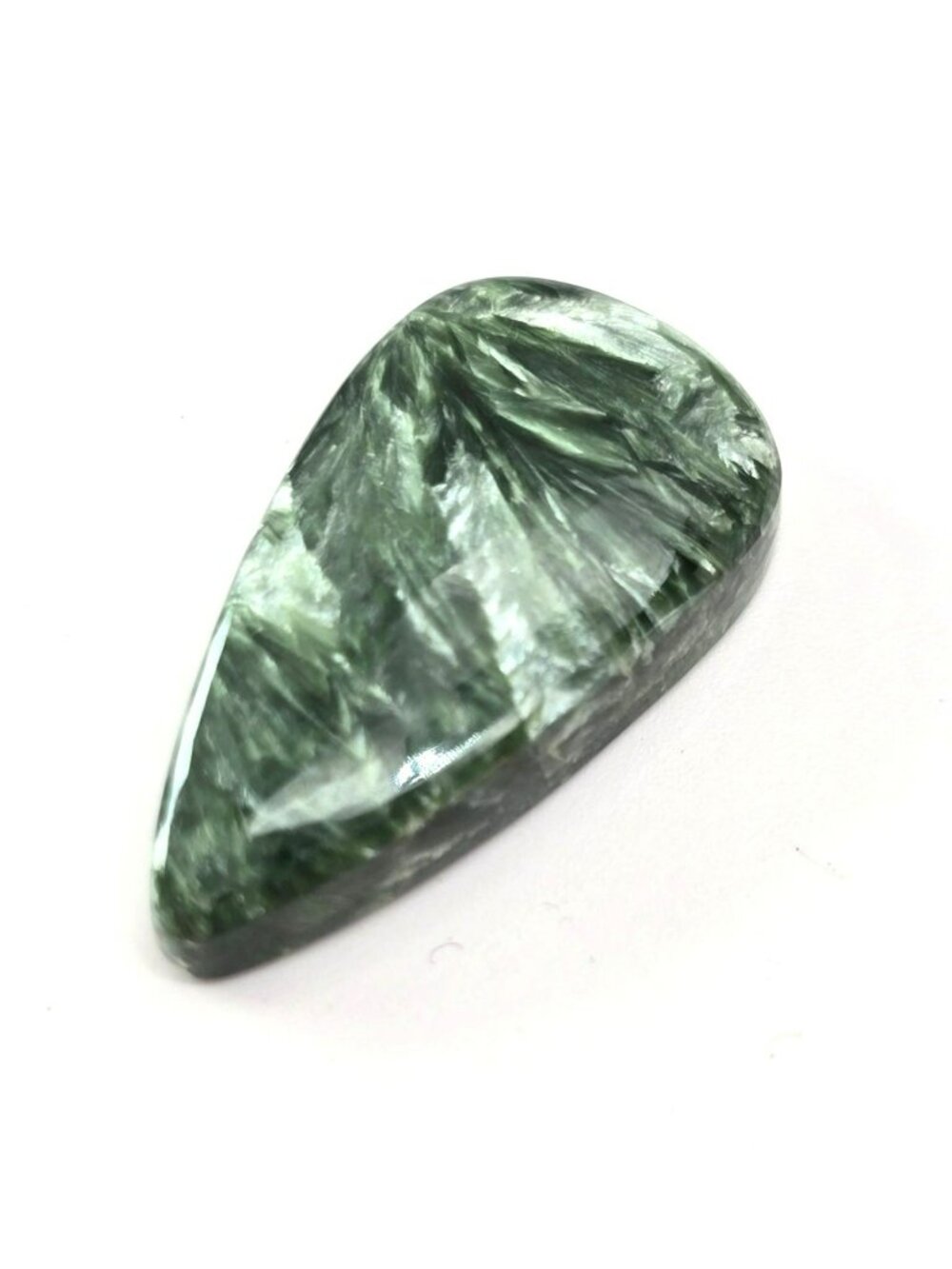 Seraphinite Polished Gemstone Cabochon Teardrop Shape 16x22x5.9 JH5007 - Picture 3 of 10